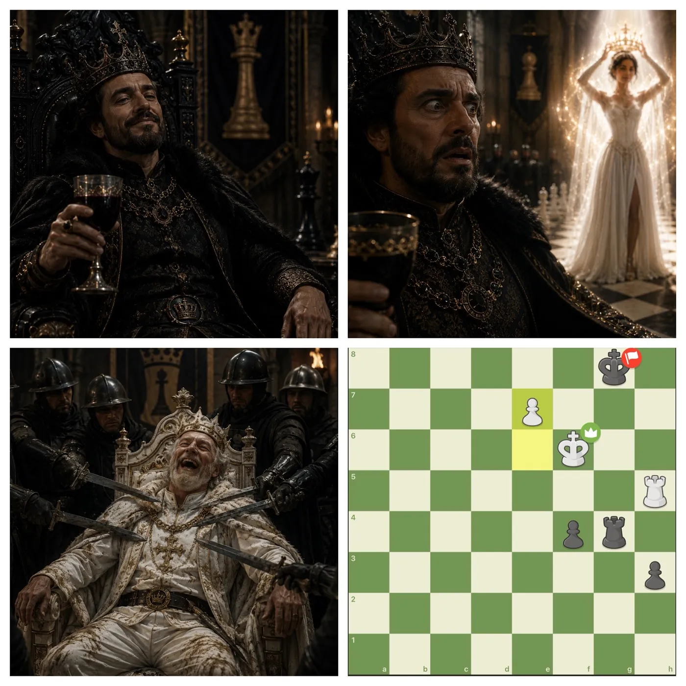 Black king toasts too early as a white pawn promotes